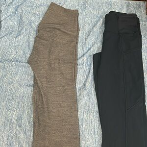 Lululemon leggings . Heather gray and dark blue . Size 2